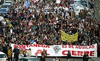 Manifestación celebrada ayer en Aguilar de Campoo.