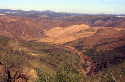 Vista de Riotinto, Huelva, durante la restauración de la primavera de 2006. Imagen cedida por  Juan Romero