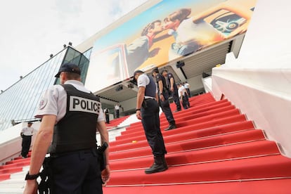 Ensayo ayer lunes de la ceremonia de inauguración del festival de Cannes.