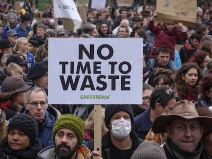 Manifestação em Bruxelas, domingo passado, contra a mudança climática.