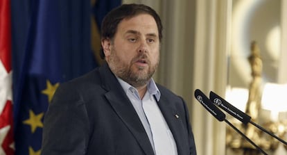 Oriol Junqueras, este jueves, en Madrid.