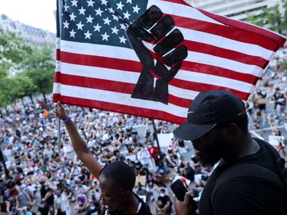 Um protesto em Washington contra a violência dirigida aos afro-americanos.