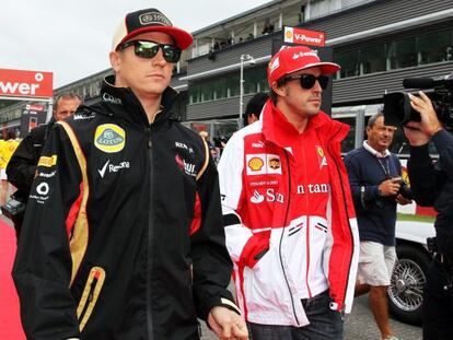 Raikkonen y Alonso, en el GP de B&eacute;lgica el pasado agosto.