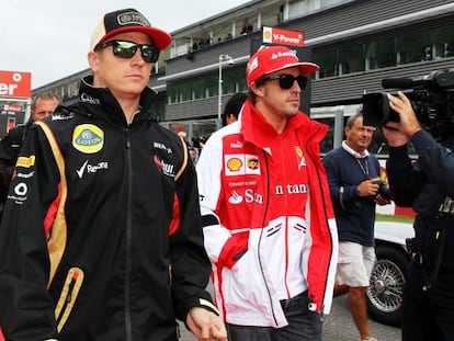 Raikkonen y Alonso, en el GP de B&eacute;lgica el pasado agosto.