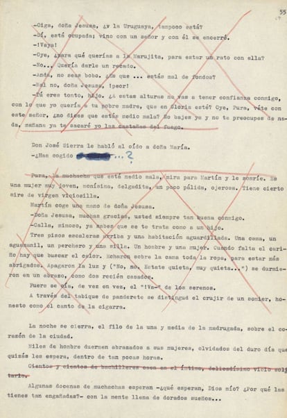 Copia de 'La colmena' con algunas partes censuradas.