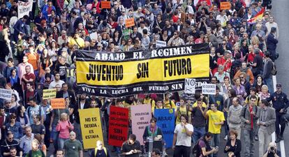 Manifestação em Madri contra os cortes na educação, em outubro de 2011.