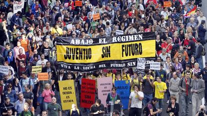 Manifestação em Madri contra os cortes na educação, em outubro de 2011.