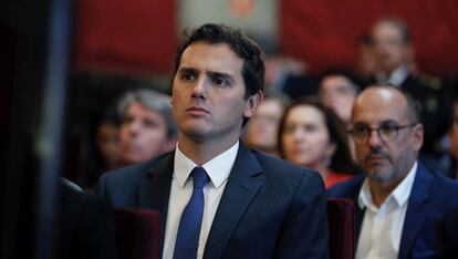 El presidente de Ciudadanos, Albert Rivera, durante la sesión de apertura del año judicial en el Tribunal Supremo.