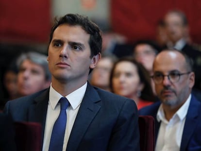 El presidente de Ciudadanos, Albert Rivera, durante la sesión de apertura del año judicial en el Tribunal Supremo.