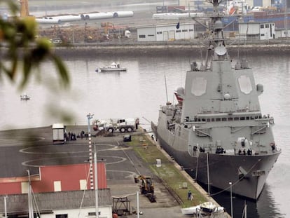 La fragata de la Armada española 'Mendez Núñez' atracada en Ferrol, en una imagen de archivo.