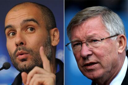 Pep Guardiola y Alex Ferguson.