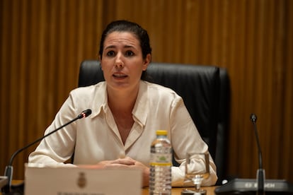 La diputada de Vox Rocío de Meer durante las jornadas sobre "ideología de género y denuncias falsas" en el Congreso, el 4 de septiembre de 2025.