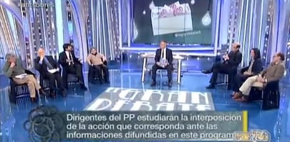 La tertulia del programa de Tele5 'El gran debate' tratando el 'caso Bárcenas'.