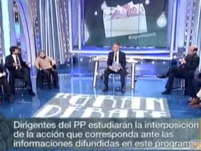 La tertulia del programa de Tele5 'El gran debate' tratando el 'caso Bárcenas'.