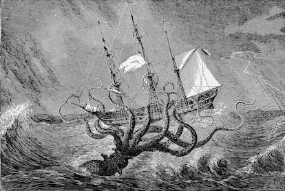 El Kraken, en una ilustración de 'Monsters of the Sea: Legendary and Authentic' (1887).