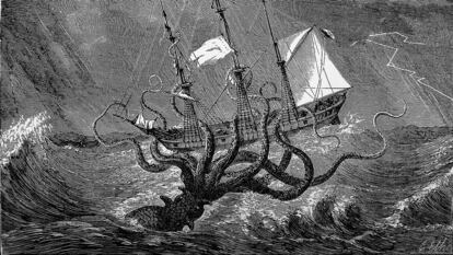 El Kraken, en una ilustración de 'Monsters of the Sea: Legendary and Authentic' (1887).