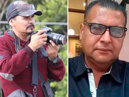 A la izquierda, el fotoperiodista Margarito Martínez, de Tijuana, y el periodista veracruzano José Luis Gamboa Arenas, director del medio digital 'Inforegio'.