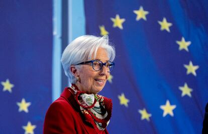La presidenta del BCE, Christine Lagarde, el pasado jueves en Fráncfort.