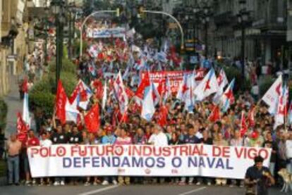 Manifestaci&oacute;n del pasado d&iacute;a 11 por las calles de Vigo para reclamar a la CE una &quot;soluci&oacute;n justa&quot; para el sector naval.