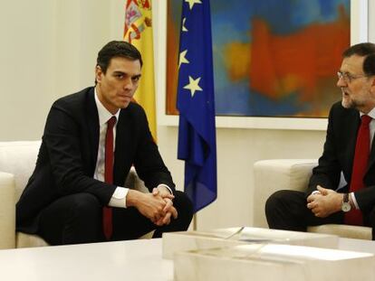 Reunió de Rajoy i Sánchez a la Moncloa, aquest dimecres.