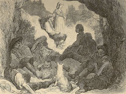 'Gitanos cerca de Zumárraga' (1862), de Gustavo Doré, ilustración que se incluía en el artículo 'Voyage en Espagne: les provinces basques', del barón Charles Davillier.
