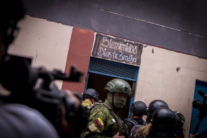 An entrance to one of the security checkpoints. 