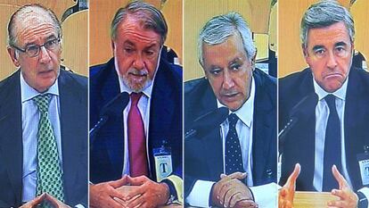 Rato, Mayor Oreja, Arenas y Acebes, en la sesión del 20 de junio.