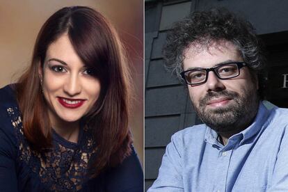 Los escritores Virginia Mendoza y Sergio del Molino.