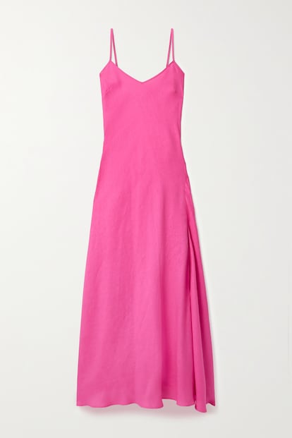 El color rosa neón de este vestido de Miguelina es el chute de energía que tu armario de verano necesita. 413,65 €.