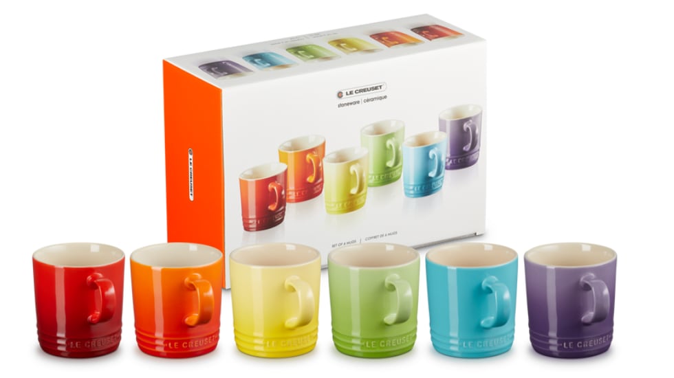 Tazas de cerámica Le Creuset multicolor.