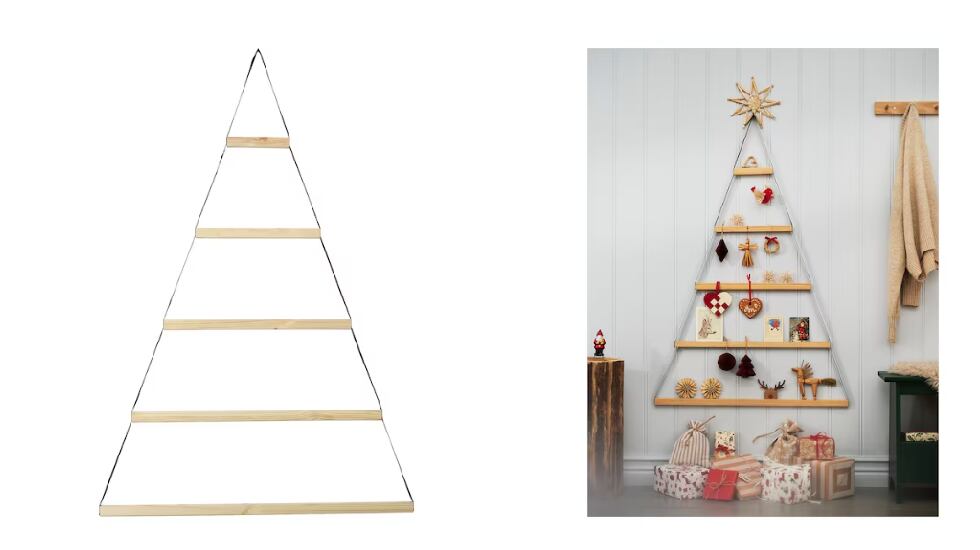 Un árbol de Navidad diferente y original en tonos muy cálidos. IKEA.