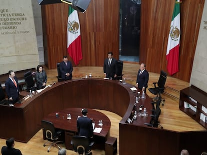El Tribunal Electoral durante una sesión del 31 de octubre en Ciudad de México.
