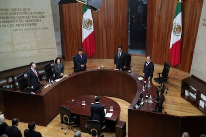 El Tribunal Electoral durante una sesión del 31 de octubre en Ciudad de México.