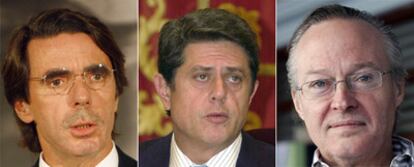 De izquierda a derecha, el ex presidente del Gobierno José María Aznar, el ex ministro de Defensa Federico Trillo y el ex titular de Asuntos Exteriores, Josep Piqué, en el cargo en la fecha de los documentos.