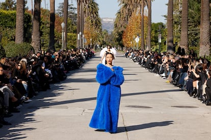 Cardi B walks the runway down South Windsor Boulevard during the Balenciaga Fall 2024 fashion show