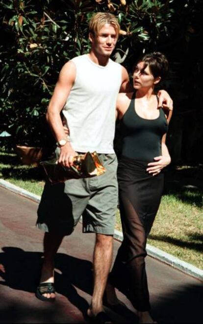David y Victoria Beckham, en Marbella en 1999.