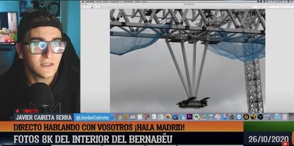 El YouTuber Javier Caireta narra en un vídeo del 26 de octubre la evolución de la obra del Santiago Bernabéu, estadio del Real Madrid