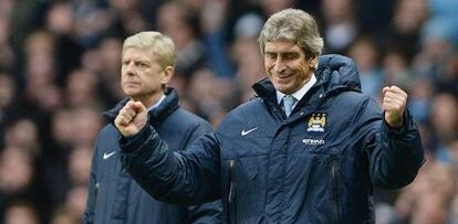 Pellegrini festeja el triunfo ante el Arsenal de Wenger.