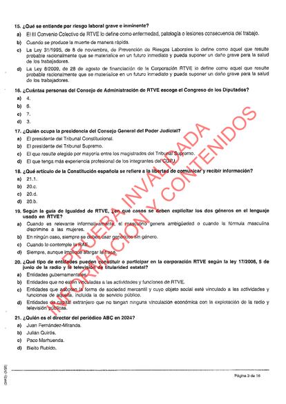 Prueba de las oposiciones de RTVE al puesto de informador canceladas.