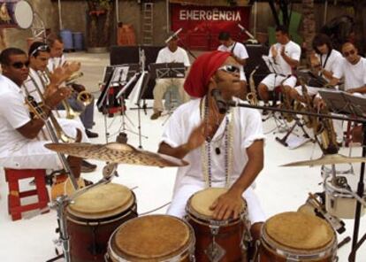 Carlinhos Brown, durante el rodaje de la película.