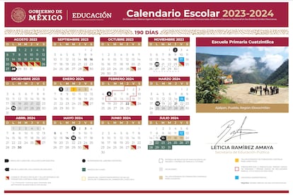 El calendario escolar para el ciclo 2023 - 2024.