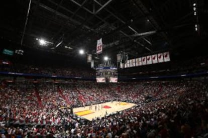 Estadio de los Miami Heat durante un partido contra Los Angeles Lakers en diciembre de 2016