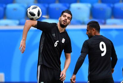 Los jugadores de Irán en el entrenamiento de este jueves.