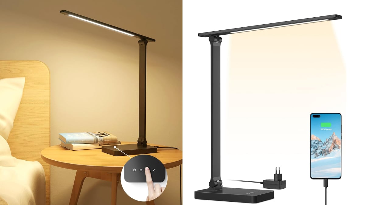 Lámpara de escritorio led con puerto de carga USB.