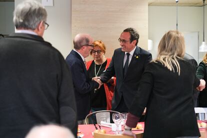 El presidente del Parlament, Josep Rull, durante el Frum de la Fundaci Pere Tarrs, en Barcelona el 20 de febrero de 2025.