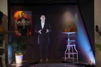 Ciudadanos leader Albert Rivera, who kicked off the campaign in Segovia, showed up in hologram form in Madrid.