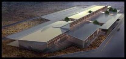 Imagen digital cedida por Corporación América este 19 de diciembre, de una vista general del diseño de una terminal aeroportuaria ecológica ubicada en las islas ecuatorianas de Galápagos.