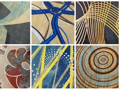 Seis de las alfombras fotografiadas por Bill Young para su cuenta de Instagram, My Hotel Carpet.