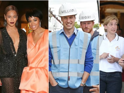 Beyoncé, Solange Knowles, los príncipes Guillermo y Enrique de Inglaterra, Cristina de Borbón y Felipe VI.