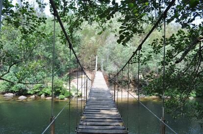 Además de por amantes del senderismo, el puente de Soutomaior (Pontevedra) suele ser transitado por los pescadores que quieren cruzar la unión entre el río Oitavén y el cauce del Verdugo, en cuya orilla arranca esta ruta circular, punto desde el que se otea un antiguo molino. Ya junto al puente colgante se encuentran la Poza das Bestas y una playa fluvial. Las orillas del Oitavén también regalan una bonita estampa: las ruinas de un antiguo molino de agua. En la zona se encuentra además el castillo del mismo nombre del puente, abierto al público. El acceso se puede hacer en coche por la carretera PO-255 (une Ponte Caldelas con Soutomaior), tomando el desvío a Romariz. Se recomienda aparcar arriba (es gratuito) y bajar caminando (un kilómetro) hasta la orilla del Verdugo. Más información: <a href="http://www.turismo.gal/inicio" target="_blank">www.turismo.gal</a>